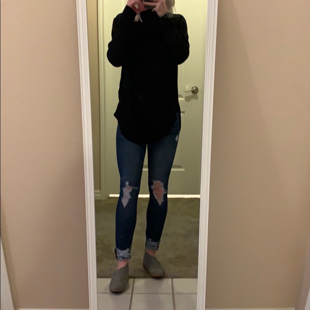 Black Long Sleeve Silk Office Shirt